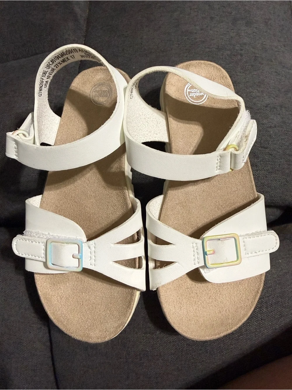 wonder nation White Girls' Strappy Buckle Sandals